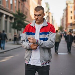 Adidas vintage 80s bomber zip up Red, blue and Gray Jacket
